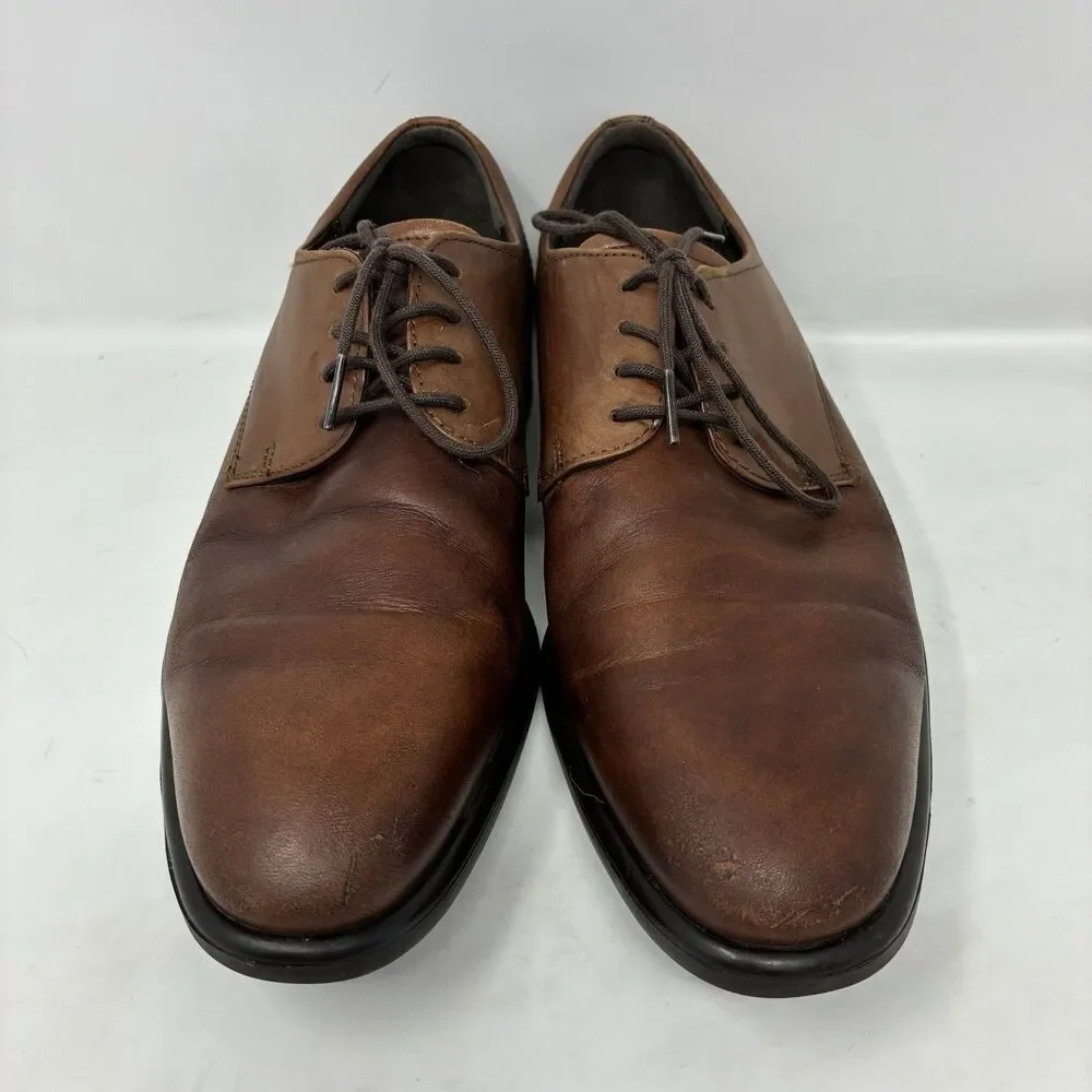 ECCO Mens Tray Tech Oxford Dress Shoes EU 42 Chestnut US 8.5M Lace Up Clean